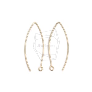 ERG-2206-G/4PCS/Bent Wire Ear Hook/16mm x 42mm/Gold Plated over Brass