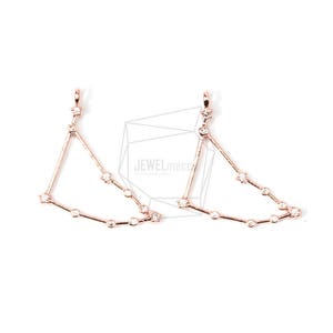 PDT-1315-P/1PCS/Capricorn Constellation With Cubic Zirconia Pendant/20mm X 25mm/Rose Gold Plated Over Brass/Jewelry Making