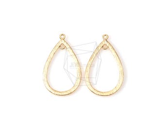 PDT-1138-MG/2PCS/Textured Teardrop Pendant/22mm x 33mm/Matte Gold Plated over Brass/Jewelry Making
