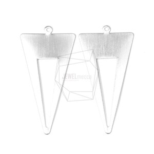 PDT-1390-MR/2PCS/Triangle with a hole in the middle Brushed Texture Pendant/30mm X 55mm/Matte Rhodium Plated Over Iron/Jewelry Making