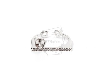RNG-011-R/1PCS/Cubic Zirconium setting Ring Base/Adjustable Ring/Rhodium  Plated Over Brass/Jewelry Making