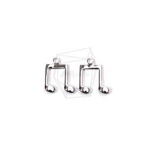PDT-1783-R / 2PCS / Music Note Pendant / 10mm X 12mm / Rhodium Chapado sobre latón / Fabricación de joyas