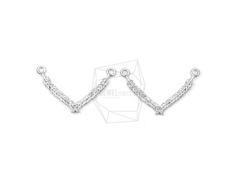 CNT-177-MR/2PCS/Two Leaves Connector/25mm X 15mm/Matte Rhodium Plated Over Brass/Jewelry Making