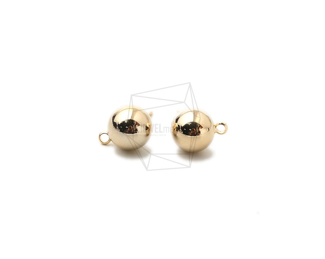 Erg1398g/4pcs/round Ball Post Earring/10mm X 12mm/gold Plated Over