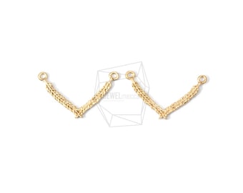 CNT-177-MG/2PCS/Two Leaves Connector/25mm X 15mm/Matte Gold Plated Over Brass/Jewelry Making