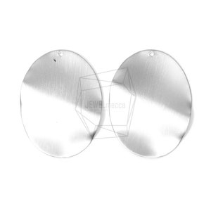 PDT-1395-MR/2PCS/Oval Brushed Texture Pendant/30mm X 40mm/Matte Rhodium Plated Over Iron/Jewelry Making