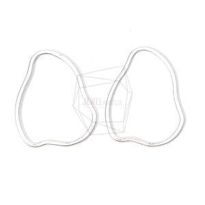 PDT-1592-MR / 4PCS / Colgante de contorno geométrico / 27 mm X 35 mm / Rodio mate chapado sobre latón / fabricación de joyas