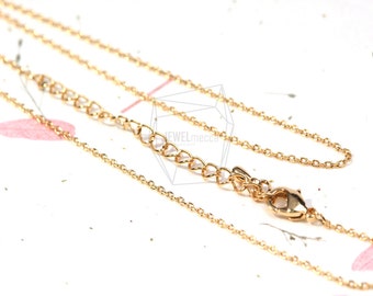 CHN-003-G/2PCS-Chain for necklace/230 Diamond Cut chain/ 15 inch and extender 2.5 inch/Gold Plated over brass/Jewelry Making