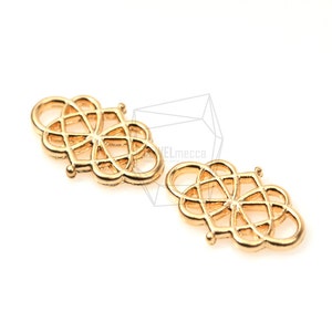 PDT-349-MG/5Pcs-Double Heart Pendant/  13mm x 20mm /Matte Gold  Plated over pewter/Jewelry Making