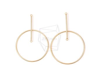 PDT-1207-MG/2PCS/Hoop With Bar Pendant/40mm x 57mm/Matte Gold Plated over Brass/Jewelry Making