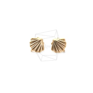 ERG-967-MG/2PCS/Sea Shell Post Earring/8mm X 8mm/Matte Gold Plated Over Brass,Silver Post/Jewelry Making