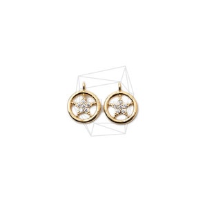 PDT-2434-G/2Pcs- Cubic Zirconia Setting Star Pendant/ 9mm X 11mm/Gold Plated over brass/Jewelry Making
