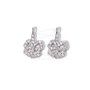 PDT-1658-R/1PCS/Four Leaf With Cubic Pendant/12mm X 18mm/Rhodium  Plated Over Brass/CZ/Jewelry Making