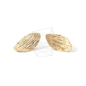 ERG-567-MG/2PCS/Comb Textured Post Earring/10mm X 20mm/Matte Gold Plated over Brass,silver Post/Jewelry Making