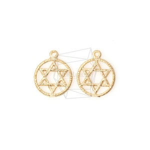 PDT-699-MG/5PCS/Matte Gold Plated Circle Star Pendant/12mm x 12mm/Jewelry Making