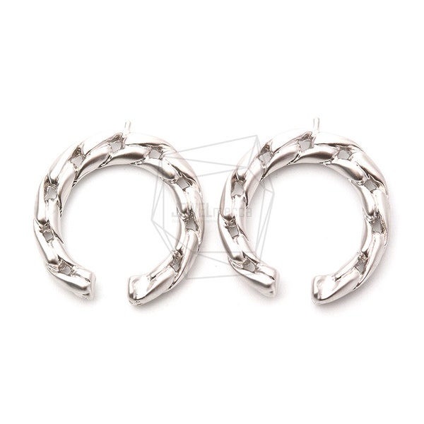 ERG-1056-MR/2PCS/Chain Earcuffs Earrings/25mm X 28mm/Matte Rhodium Plated Over Tin/Jewelry Making