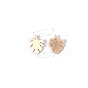 PDT-1663-MG/2PCS/Curved Leaf Pendant/18mm X 22mm/Matte Gold Plated Over Brass/Jewelry Making