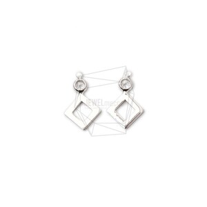 PDT-2319-R/2Pcs-Square Pendant / 10mmx16mm /Rhodium Plated over brass,cz/Jewelry Making