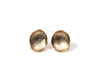 ERG-074-MG/4Pcs-Round Cup Ear Post/ 10mm x 10mm /Matte Gold Plated over  Brass/925 sterling silver post/Jewelry Making