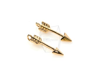 PDT-427-G/5Pcs-arrow Pendant/ 3mm x 15mm/ Gold plated Over Brass/Jewelry Making