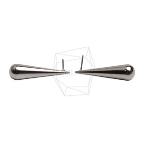 May include: A pair of silver-colored teardrop earrings. Each earring has a rounded, bulbous end that tapers to a point. The earrings are displayed against a white background, showcasing their polished, reflective surface. The earring posts are visible.