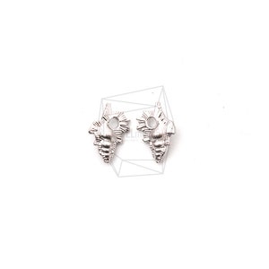 PDT-2133-MR/2PCS/Conch Pendant/8mm X 13mm/Matte Rhodium Plated Over Brass/Jewelry Making