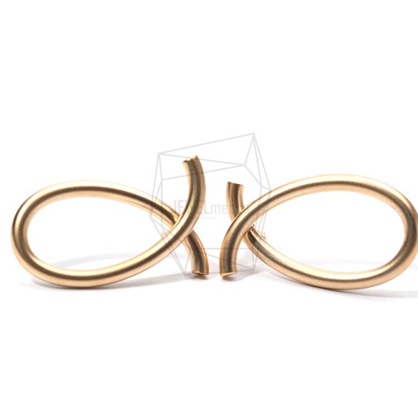 ERG-901-MG/2PCS/Cursive Initial Shape Earrings/17mm X 29mm/Matte Gold Plated Over Brass/Jewelry Making