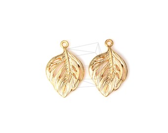 PDT-898-MG/4Pcs-leaf Pendant / 15mm x 22mm /Matte Gold Plated over brass/Jewelry Making