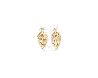 PDT-2195-MG/4Pcs-mini leaves Pendant / 7mm x 15mm /Matte Gold Plated Over Brass/Jewelry Making