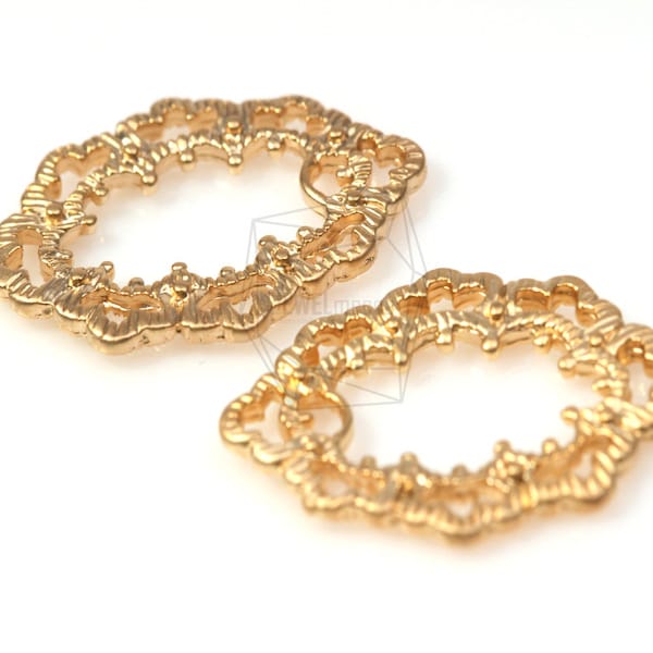 PDT-270-MG/5Pcs-Lace Antique Oval Pendant/ 20mm x 28mm /Matte Gold Plated over Pewter/Jewelry Making