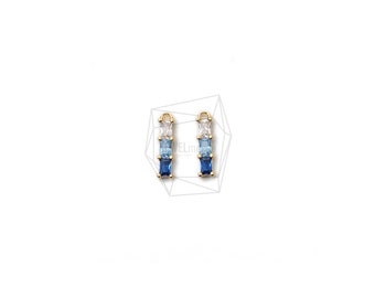 PDT-2272-G/2PCS/Cubic bar Pendant/3mm X 6mm/Gold Plated Over Brass , Cubic Zirconia/Jewelry Making
