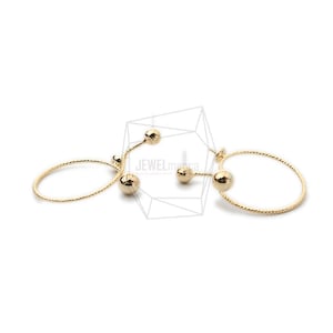 ERG-1226-G/2PCS/Round ball Post Earring/ 20mm X 30mm/Gold Plated over Brass,Stainless Post/Jewelry Making