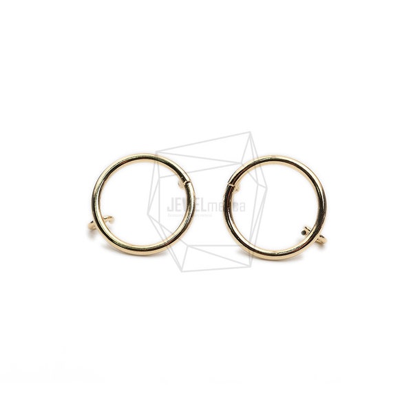 ERG-1933-G/2PCS/Ball round Post Earring/15mm X 15mm/Gold Plated Over Brass,Titanium post/Jewelry Making