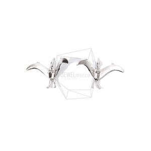 PDT-1627-MR/2PCS/Dinosaur Pterosaurus Pendant/25mm X 18mm/Matte Rhodium/Plated Over Brass