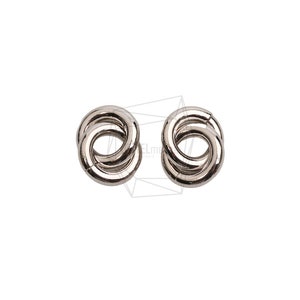 PDT-2731-R/2 piezas/Dije de pendiente redondo doble/13,3 mm x 20,5 mm/Latón bañado en rodio/Fabricación de joyas