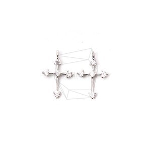 PDT-2131-R / 2PCS / Colgante cruzado cúbico / 10 mm X 16 mm / Rodio chapado sobre latón / fabricación de joyas