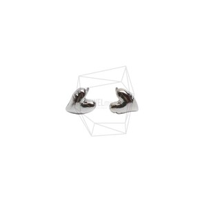 May include: A pair of silver heart-shaped stud earrings. The earrings have a smooth, reflective finish and a slightly irregular heart shape. They are small and designed to be worn in the ear. The background is plain white.