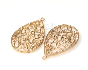 PDT-268-MG/2Pcs-Teardrop Pendant/ 20mm x 31mm /Matte Gold Plated over brass/Jewelry Making