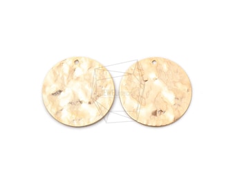 PDT-2015-MG/4PCS/Hammered Round Pendant/25mm X 25mm/Matte Gold Plated Over Brass/Jewelry Making