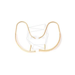 ERG-418-MG/2PCS/Curved Plate Hook Earring/22mm x 30mm/Matte Gold Plated over Brass/Jewelry Making