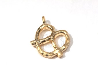 PDT-051-MG/2Pcs-Mini Pretzel Charm Pendant/Gold Plated Over Brass/Jewelry Making