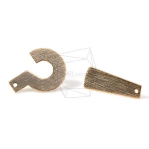 ERG-449-MG/2PCS/Punctuation Post Earring/25mm x 20mm/Matte Gold Plated over Brass/Titanium Post/Jewelry Making