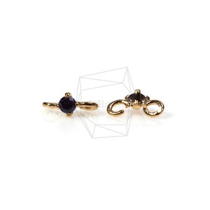 CNT-108-G/4pcs,Mini Cubic Zirconia Round Connector-Purple Cubic Zirconia Charm/Jewelry Making