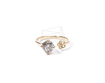 RNG-016-G/1PCS/Cubic Zirconium setting Ring Base/Adjustable Ring/Gold Plated Over Brass