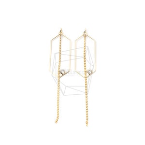 ERG-1234-G/2PCS/Pentagon Earring Charm/15mm X 74mm/Gold Plated Over Brass/Jewelry Making