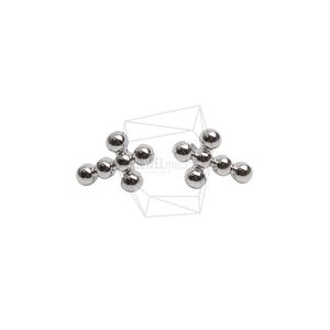 May include: A pair of silver stud earrings, each shaped like a cross. Each cross is made up of five small, shiny spheres. The earrings are presented against a white backdrop.