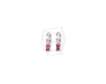PDT-2309-R/2PCS/Cubic bar Pendant/3mm X 6mm/Rhodium Plated Over Brass , Cubic Zirconia/Jewelry Making