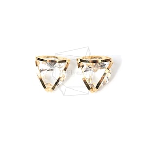 PDT-1450-G/2PCS/Unique Wrapped Cubic Zirconia Pendant/10mm X 10mm/Gold Plated Over Brass/Jewelry Making