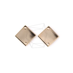 PDT-1101-G/4PCS/Diamond Pendant/10mm x 10mm/Gold Plated over Brass/Jewelry Making