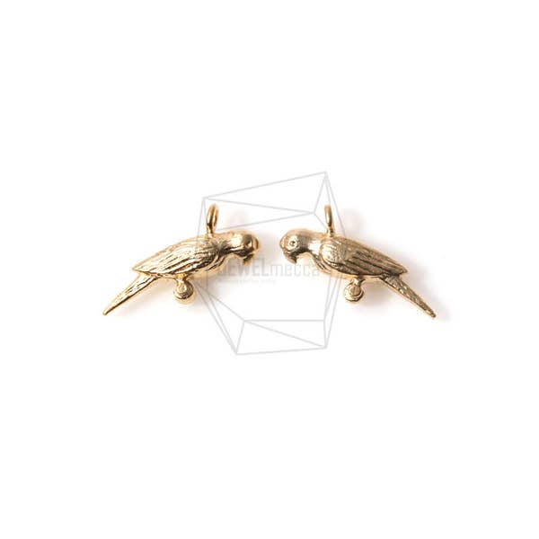 PDT-1079-MG/2PCS/Parrot Pendant/16mm x 6mm/Matte Gold Plated over Brass/Jewelry Making